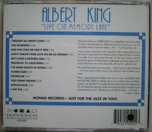 Albert King : "Live On Memory Lane" (CD, Album)