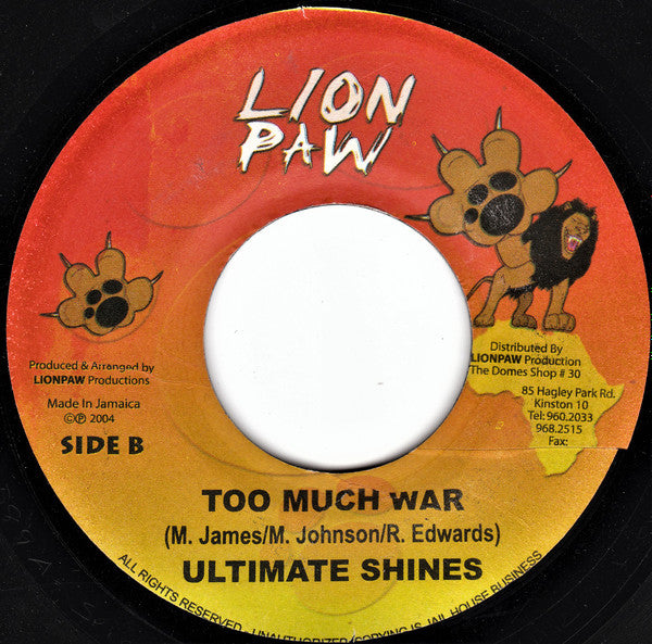 Richie Spice / Ultimate Shines : It's Gonna Be Terrible / Too Much War (7")
