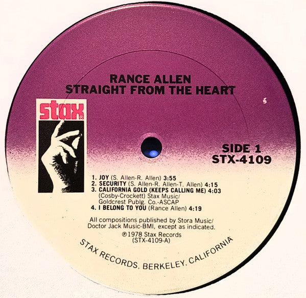 Rance Allen : Straight From The Heart (LP, Album, Ter)