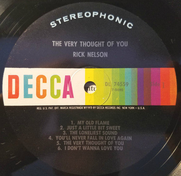 Rick Nelson* : The Very Thought Of You (LP, Pic)