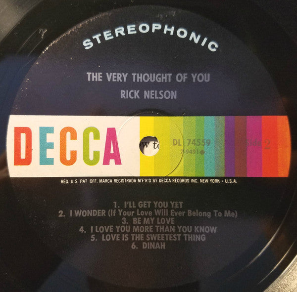 Rick Nelson* : The Very Thought Of You (LP, Pic)