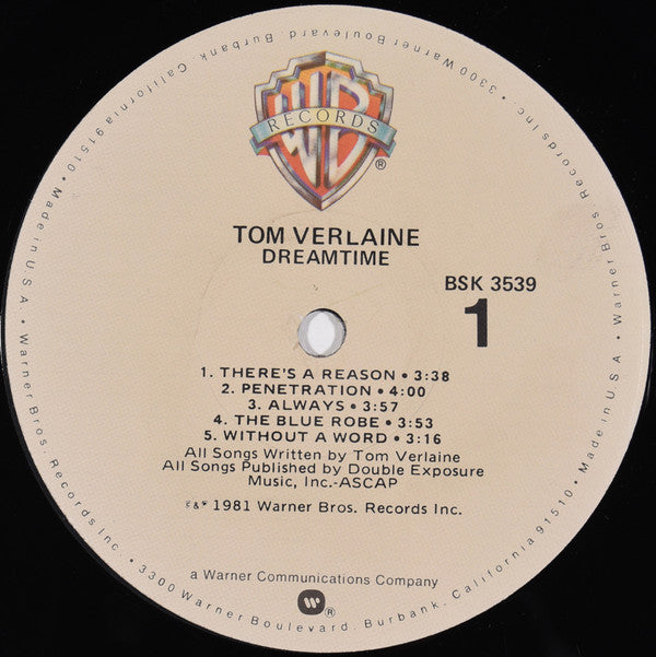 Tom Verlaine : Dreamtime (LP, Album, Jac)