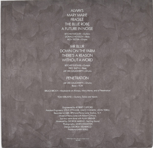 Tom Verlaine : Dreamtime (LP, Album, Jac)