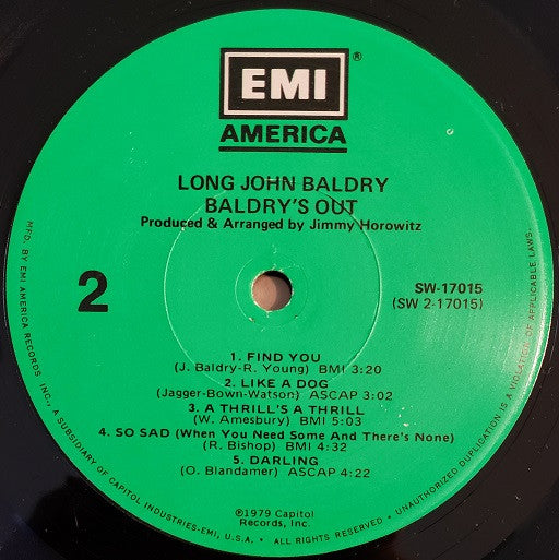 Long John Baldry : Baldry's Out! (LP, Album, L.A)