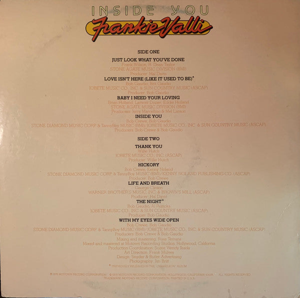 Frankie Valli : Inside You (LP, Album)