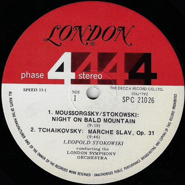Igor Stravinsky / Pyotr Ilyich Tchaikovsky / Modest Mussorgsky, Leopold Stokowski, London Symphony Orchestra : Firebird Suite / Marche Slave / Night On Bald Mountain (LP)