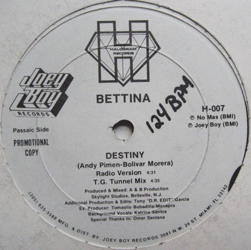 Bettina : Destiny (12", Promo)