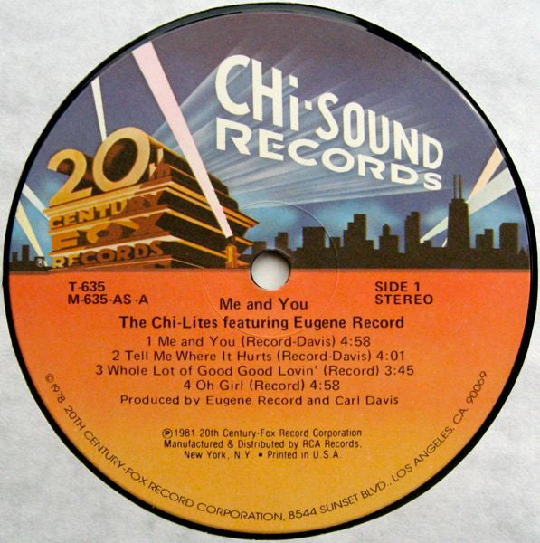 The Chi-Lites Featuring Eugene Record : Me And You (LP, Album, Ind)