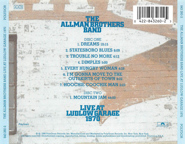 The Allman Brothers Band : Live At Ludlow Garage 1970 (2xCD, Album, RM)