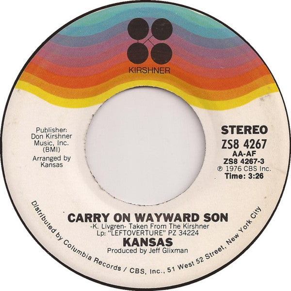Kansas (2) : Carry On Wayward Son / Questions Of My Childhood (7", Single, Ter)