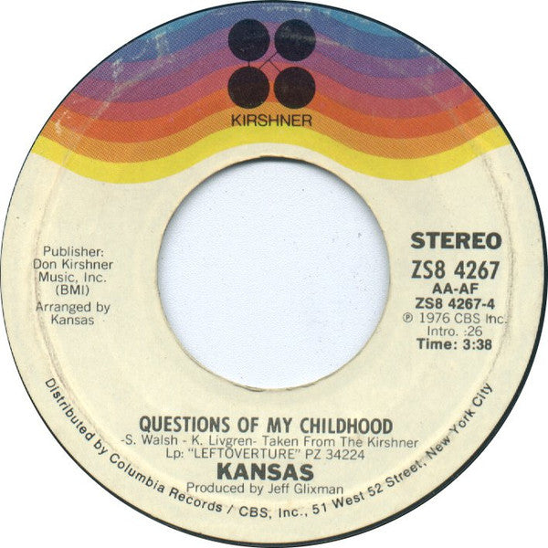 Kansas (2) : Carry On Wayward Son / Questions Of My Childhood (7", Single, Ter)