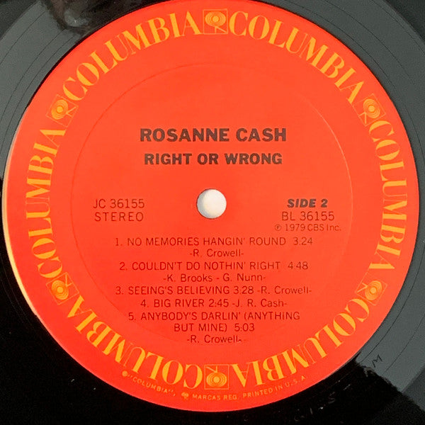 Rosanne Cash : Right Or Wrong (LP, Album, RP, Ter)