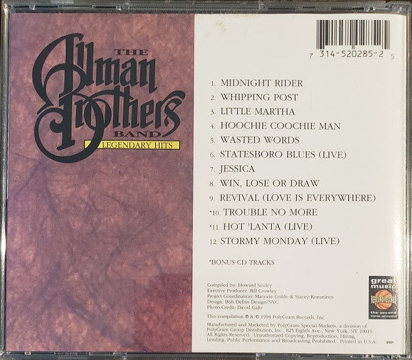 The Allman Brothers Band : Legendary Hits (CD, Comp, PMD)