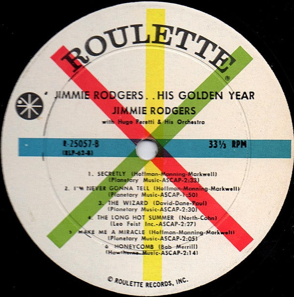 Jimmie Rodgers (2) . . . . . . Hugo Peretti Orchestra* : His Golden Year (LP, Comp, Mono)