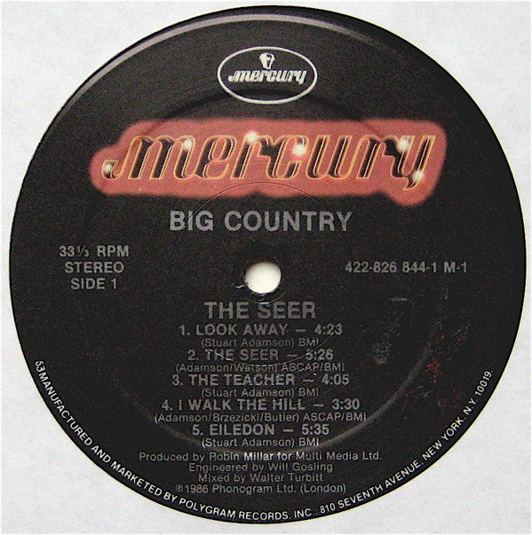 Big Country : The Seer (LP, Album, 53 )