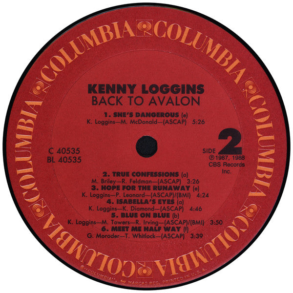 Kenny Loggins : Back To Avalon (LP, Album, Car)