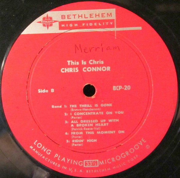 Chris Connor : This Is Chris (LP, Album, Mono)