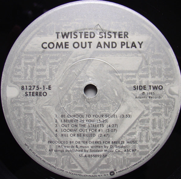 Twisted Sister : Come Out And Play (LP, Album, Ltd, S/Edition, Pop)
