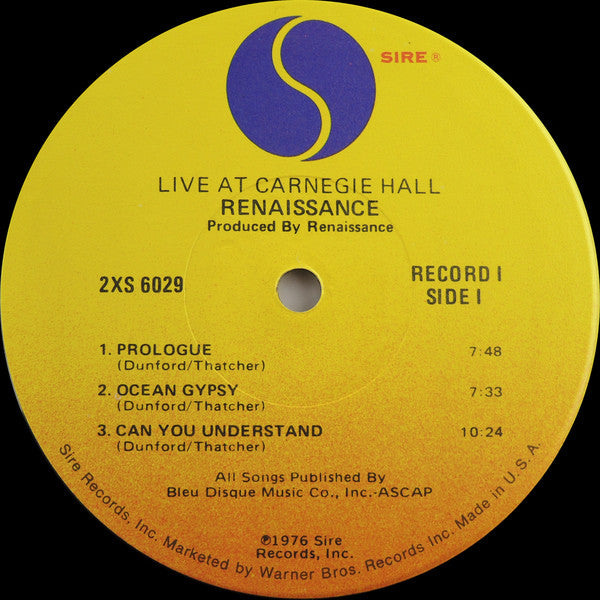 Renaissance (4) : Live At Carnegie Hall (2xLP, Album, RE, Win)