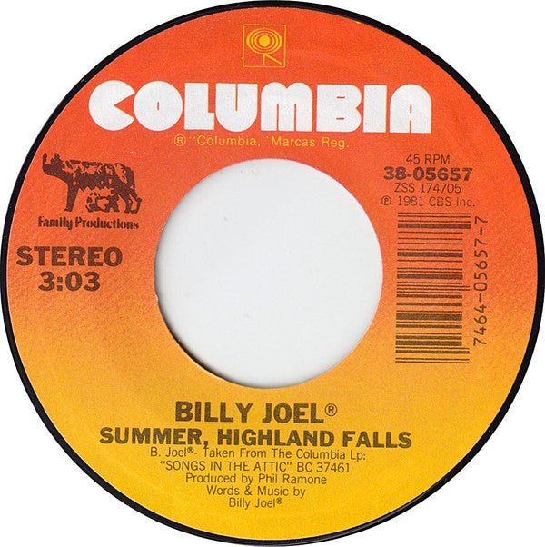 Billy Joel : The Night Is Still Young (7", Single, Styrene, Car)