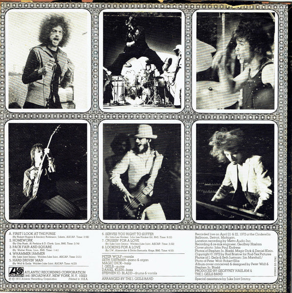 J. Geils Band* : "Live" Full House (LP, Album, RE, PR )