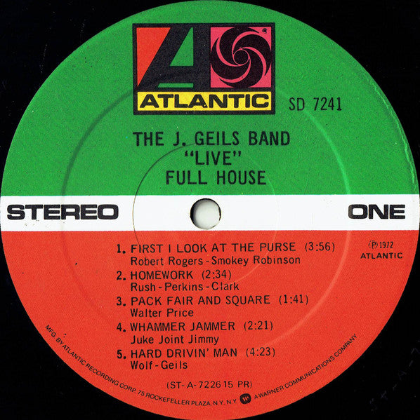 J. Geils Band* : "Live" Full House (LP, Album, RE, PR )