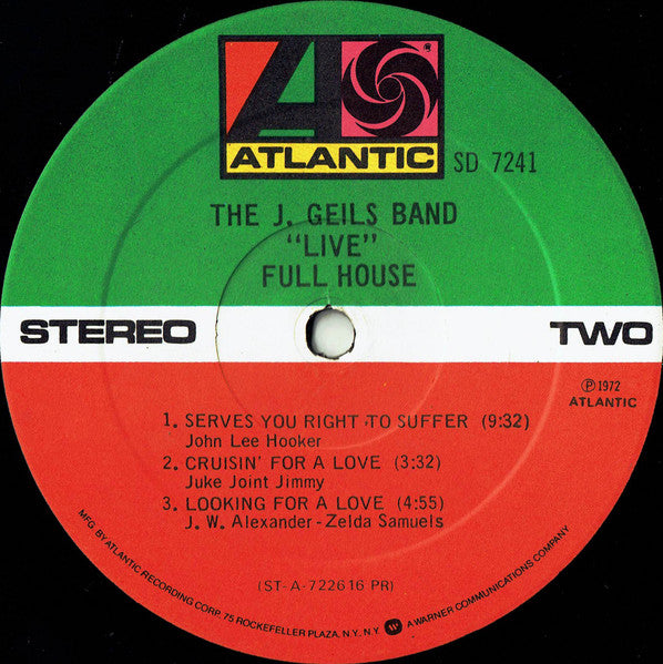 J. Geils Band* : "Live" Full House (LP, Album, RE, PR )