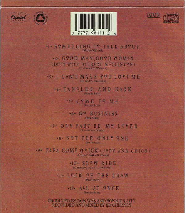 Bonnie Raitt : Luck Of The Draw (CD, Album, Dig)