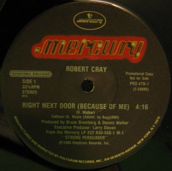 Robert Cray : Right Next Door (Because Of Me) (12", Single, Promo)