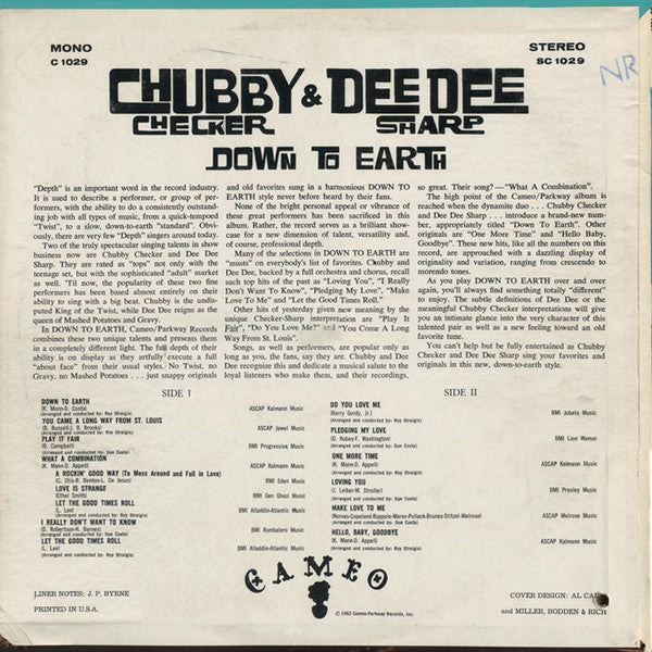 Chubby Checker & Dee Dee Sharp : Down To Earth (LP, Album, Mono)