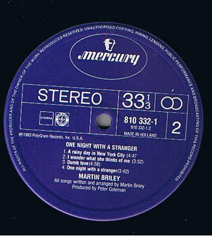 Martin Briley : One Night With A Stranger (LP, Album)