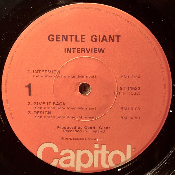 Gentle Giant : Interview (LP, Album, Jac)