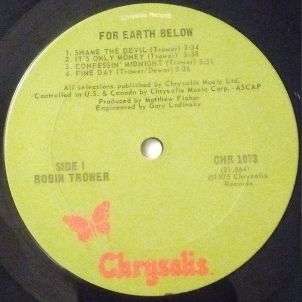 Robin Trower : For Earth Below (LP, Album)