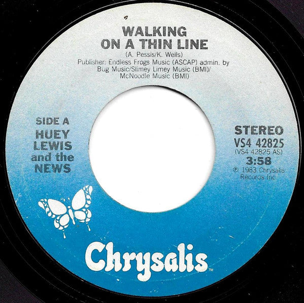 Huey Lewis And The News* : Walking On A Thin Line (7", Single, Styrene, Car)