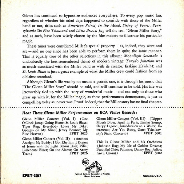 Glenn Miller And His Orchestra : Glenn Miller Plays Selections From The Film "The Glenn Miller Story" (2x7", Album, EP, Comp)