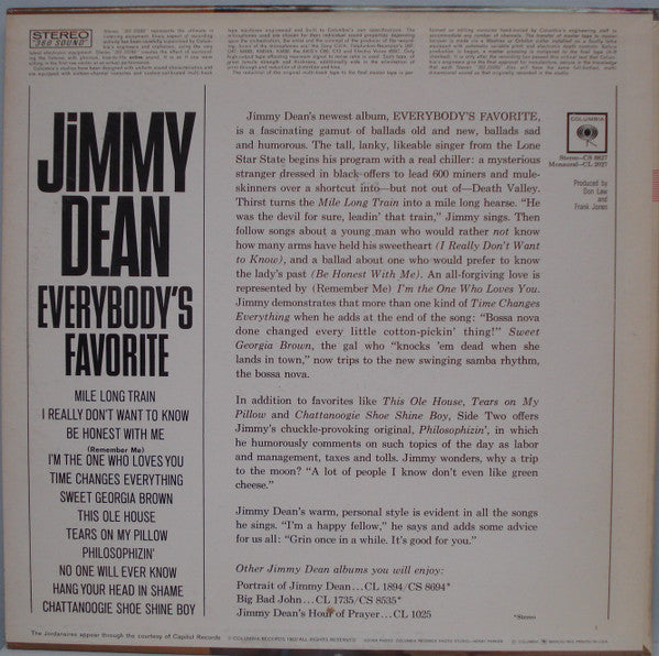 Jimmy Dean : Everybody's Favorite (LP, Album, RP)