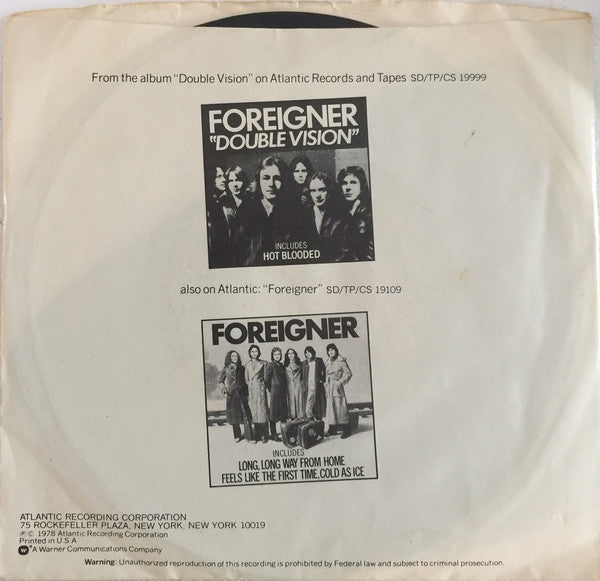 Foreigner : Double Vision / Lonely Children (7", Single, LY )