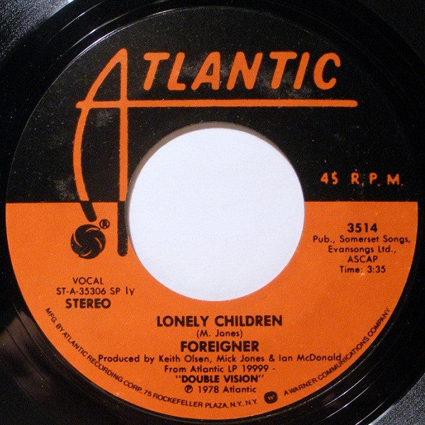 Foreigner : Double Vision / Lonely Children (7", Single, LY )