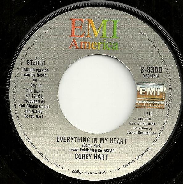 Corey Hart : Everything In My Heart (7", Jac)