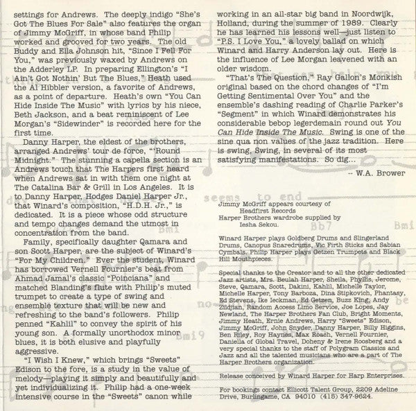 The Harper Brothers : You Can Hide Inside The Music (CD, Album)