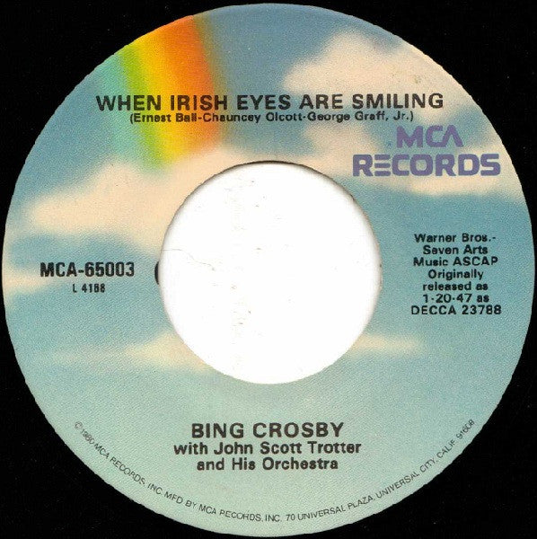 Bing Crosby : When Irish Eyes Are Smiling / The Rose Of Tralee (7", RE)
