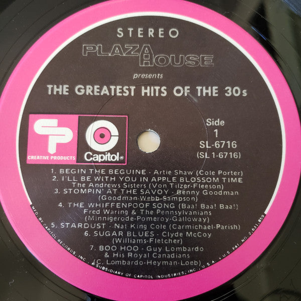 Various : Plaza House Presents The Greatest Hits Of The 30s (LP, Comp, Ltd)