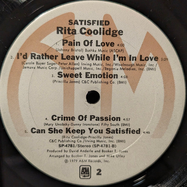 Rita Coolidge : Satisfied (LP, Album, Ter)