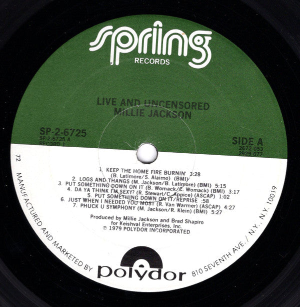 Millie Jackson : Live & Uncensored (2xLP, Album, Gat)