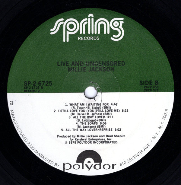 Millie Jackson : Live & Uncensored (2xLP, Album, Gat)