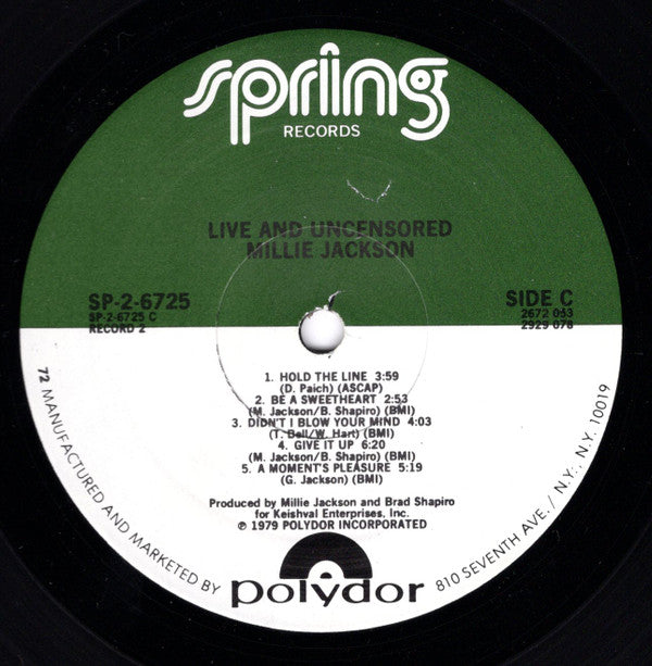 Millie Jackson : Live & Uncensored (2xLP, Album, Gat)