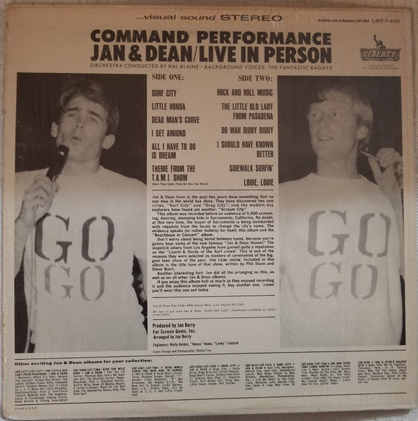 Jan & Dean : Command Performance/Live In Person (LP, Album, Ind)