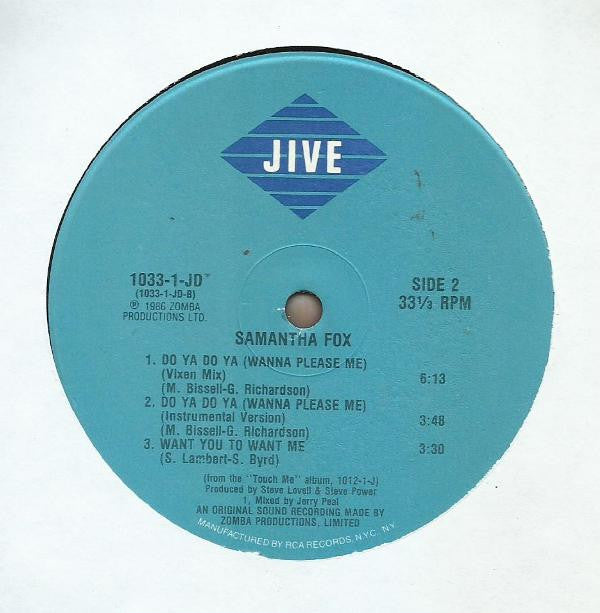 Samantha Fox : Do Ya Do Ya (Wanna Please Me) (12")