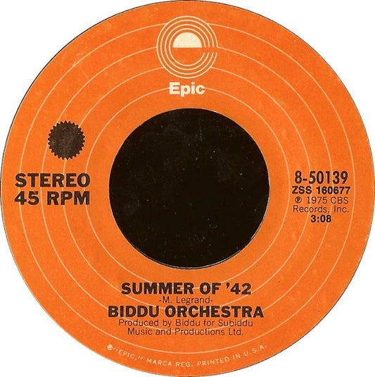 Biddu Orchestra : Summer Of '42 (7", Single, Styrene, Ter)