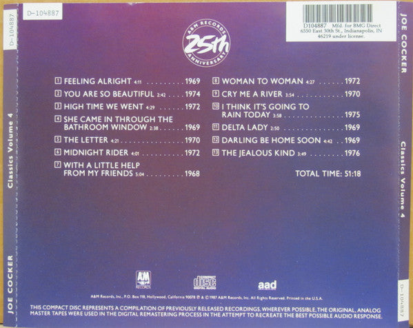 Joe Cocker : Classics Volume 4 (CD, Comp, Club, RP)